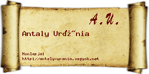 Antaly Uránia névjegykártya